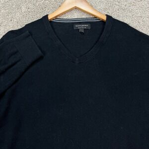 Banana Republic Sweater Mens XL Black V-Neck Silk Cashmere Premium Luxe Yarn EUC